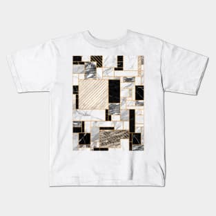 Random Pattern - Black and White Marble Kids T-Shirt